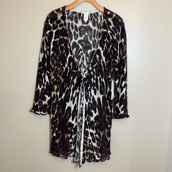 Nwt Jones New York Animal Print Open Front Cardigan Sweater - Picture 1 of 16